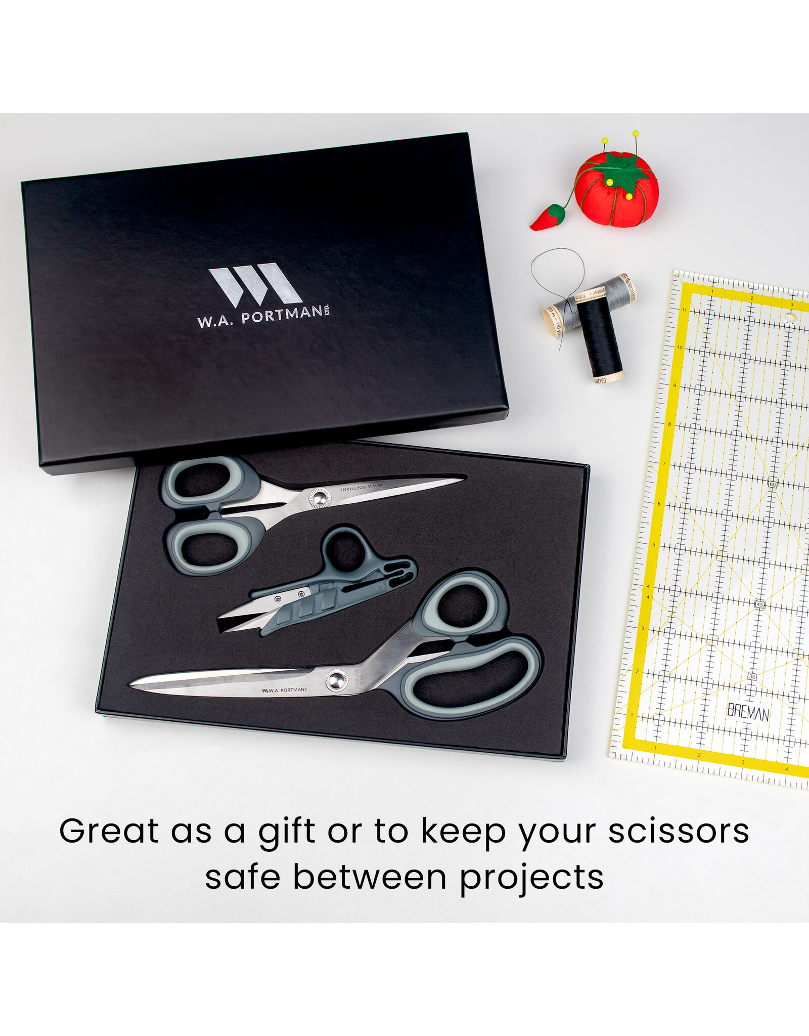 W.A. Portman WA Portman 3-Piece Fabric Scissors Set – 9.25" Dressmaker Shears, 7" Sewing Scissors for Fabric Cutting & 4.75" Thread Snipper