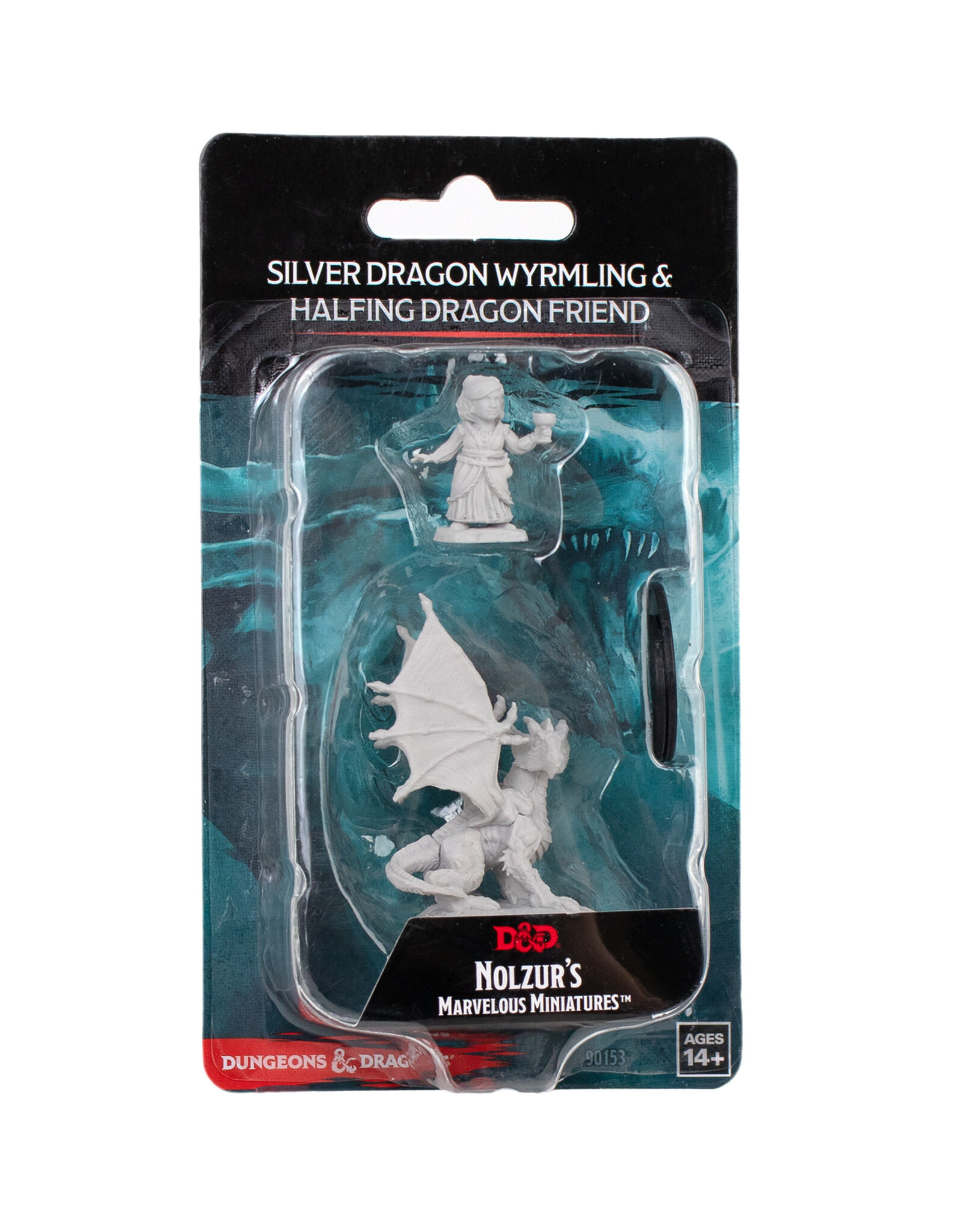 WIZKIDS D&D Nolzur`s Marvelous  Miniatures Silver Dragon Wyrmling & Female Halfling