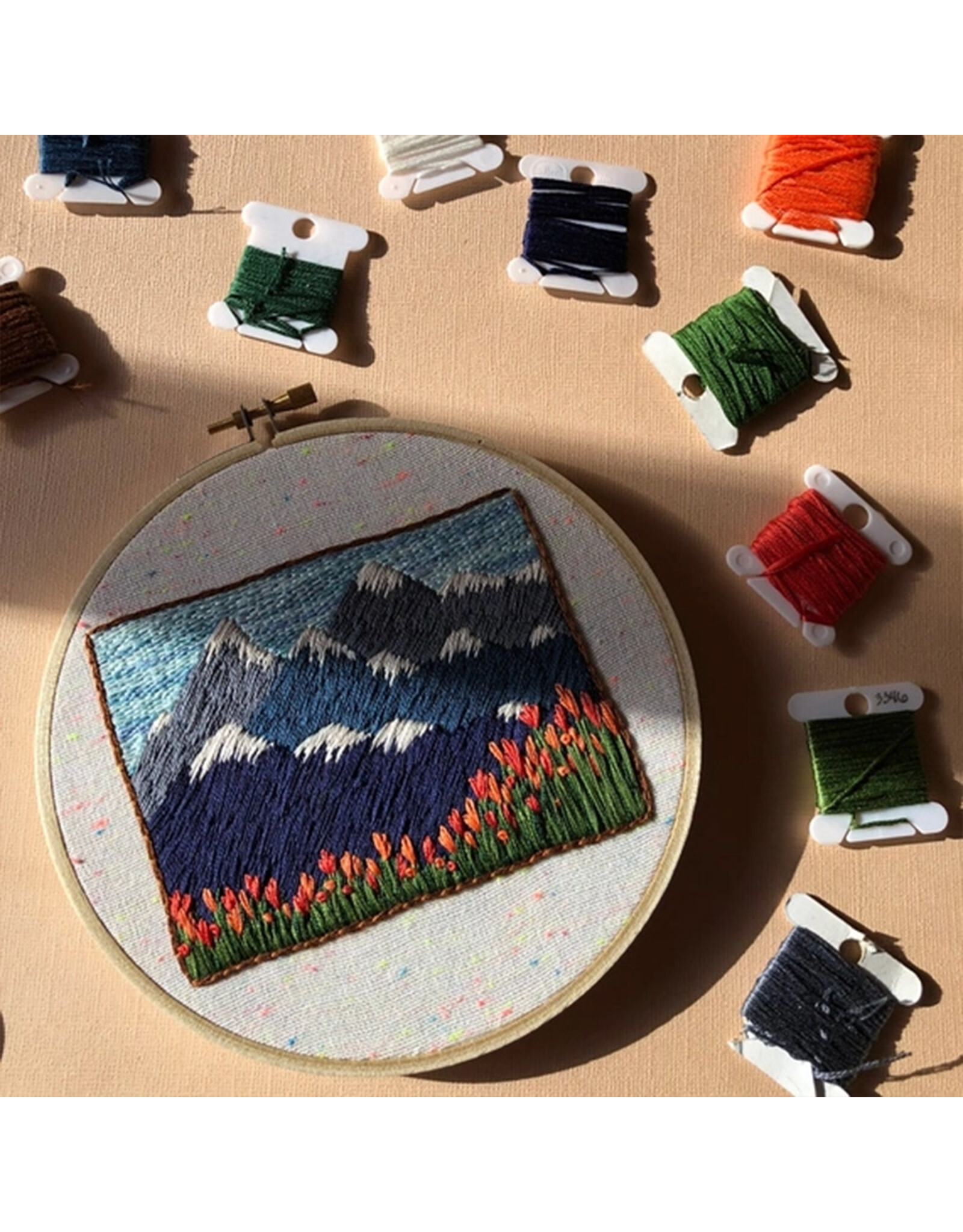 CLEARANCE MCreativeJ Intermediate DIY Embroidery Craft Kit, Mountains and Tulips