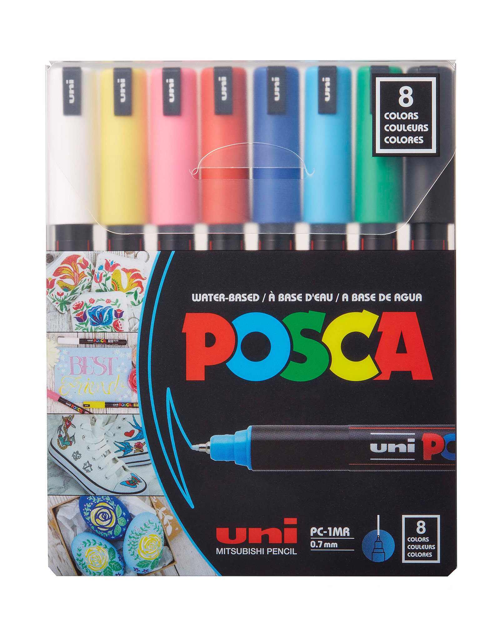 POSCA Uni POSCA Paint Marker, Extra Fine Metal Tip, Basic Set of 16