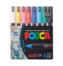 POSCA Uni POSCA Paint Marker, Extra Fine Metal Tip, Basic Set of 16