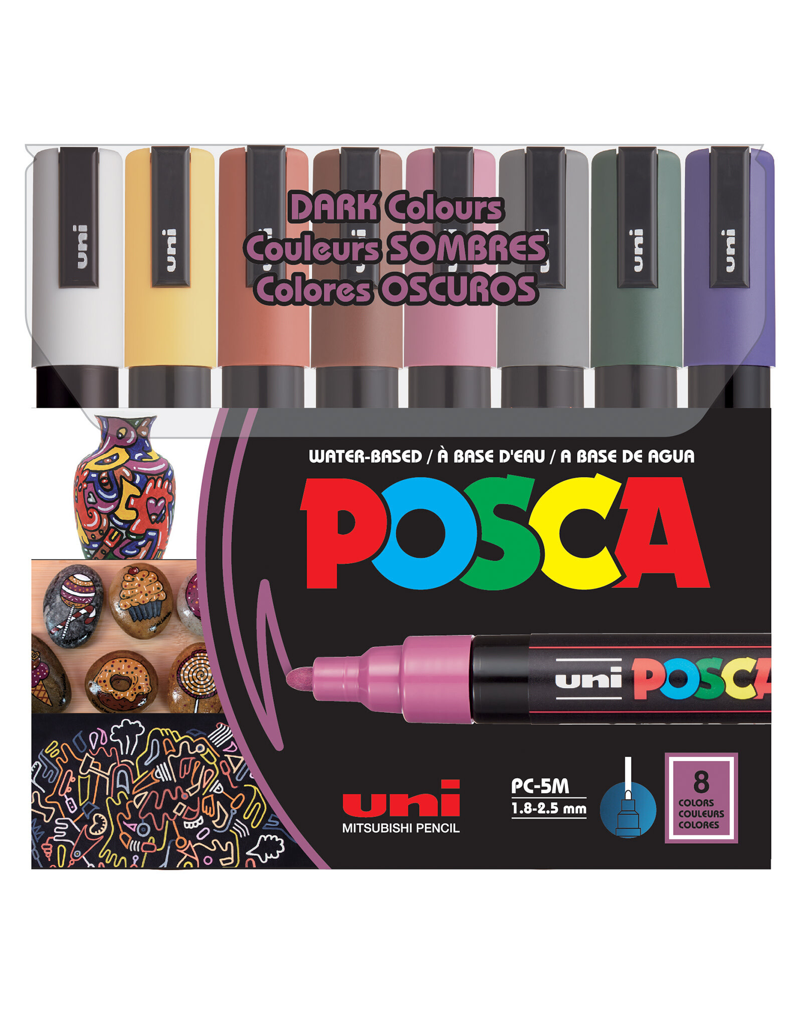 POSCA Uni POSCA Paint Marker, Medium, Dark Color Set of 8