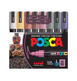 POSCA Uni POSCA Paint Marker, Medium, Dark Color Set of 8