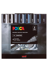 POSCA Uni POSCA Paint Markers, Medium, Monotone Set of 8