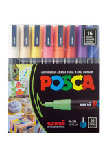 POSCA Uni POSCA Paint Markers, Fine, Basic Set of 16