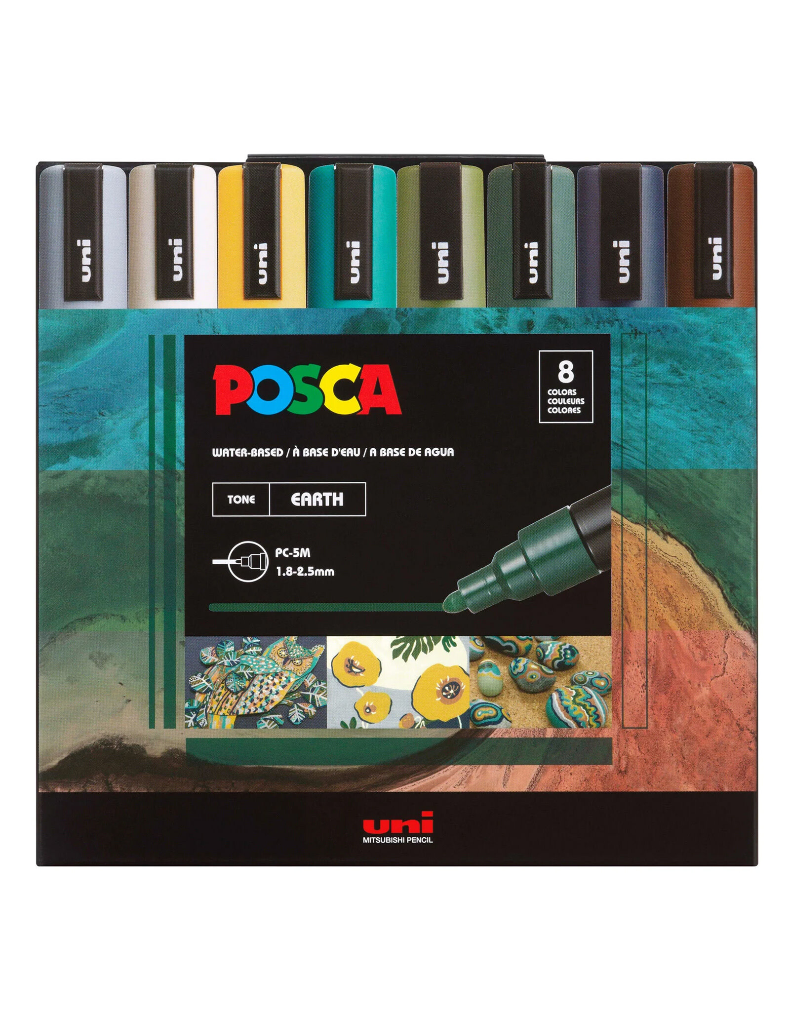 POSCA Uni POSCA Paint Markers, Medium, Earth Tone Set of 8