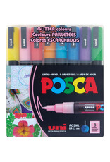 POSCA Uni POSCA Paint Markers, Fine, Glitter Set of 8