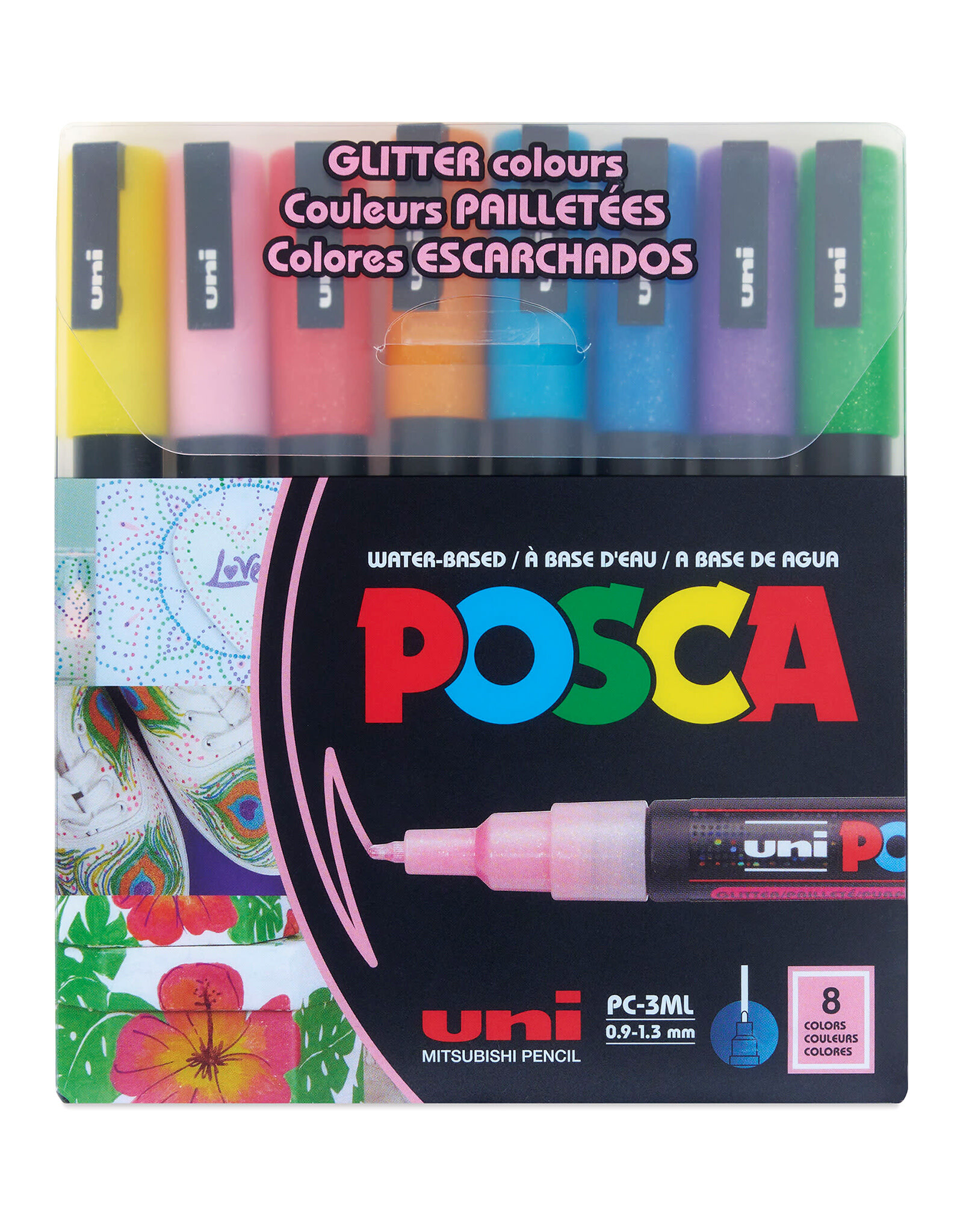 POSCA Uni POSCA Paint Markers, Fine, Glitter Set of 8