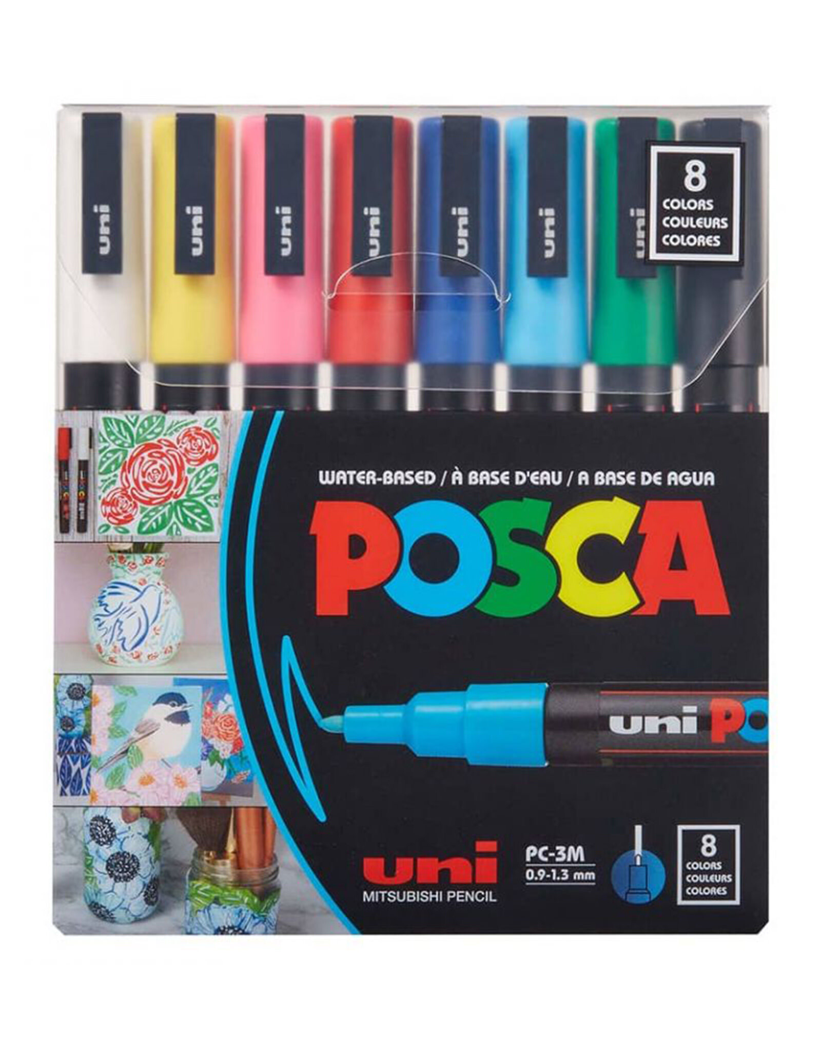 POSCA Uni POSCA Paint Markers, Fine, Basic Set of 8