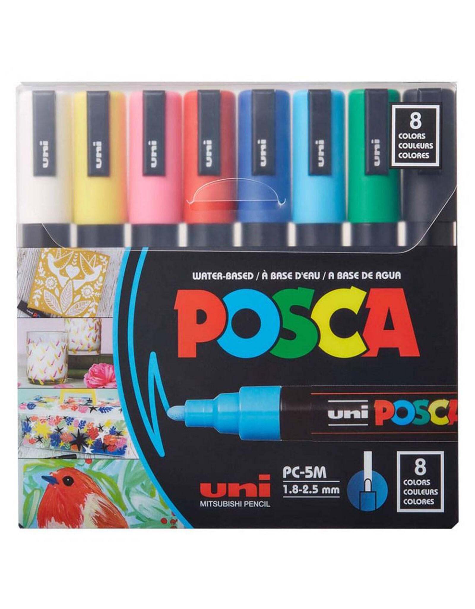 POSCA Uni POSCA Paint Markers, Medium, Basic Set of 8