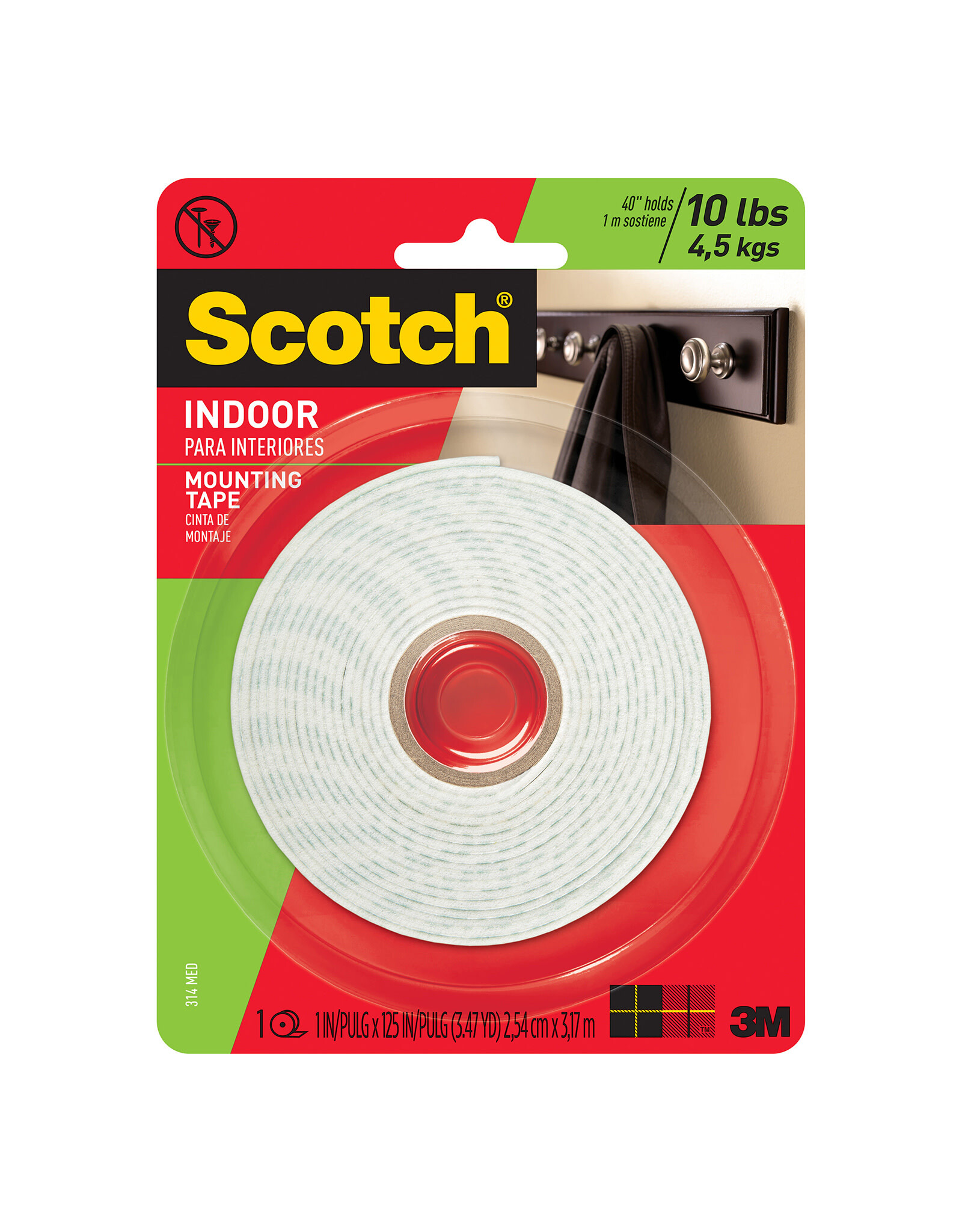 Scotch Scotch 314 Heavy-Duty Foam Mounting, 1" x 125"