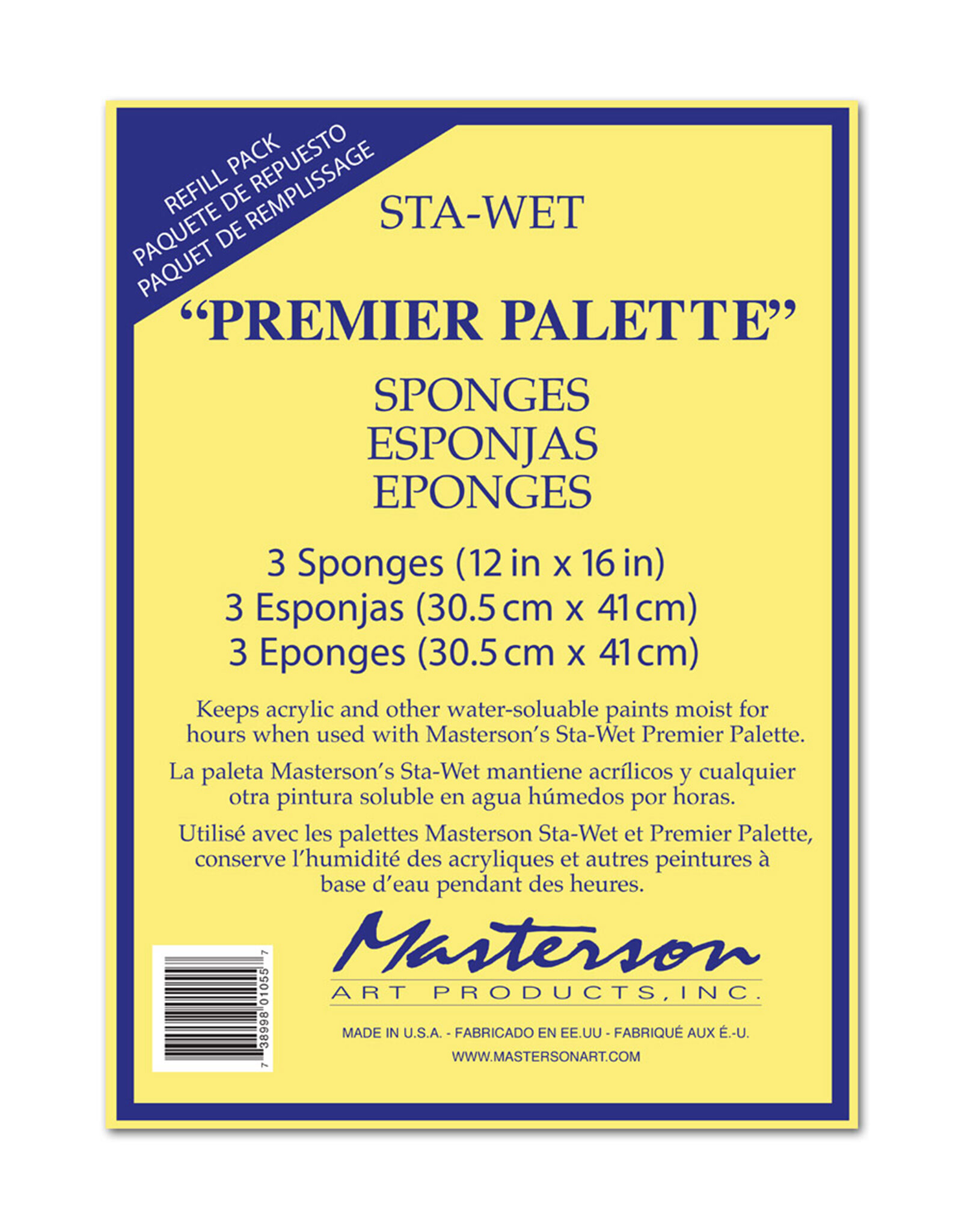 Sta-Wet Premier Sponge Refill 3 Pack, 12 x 16"