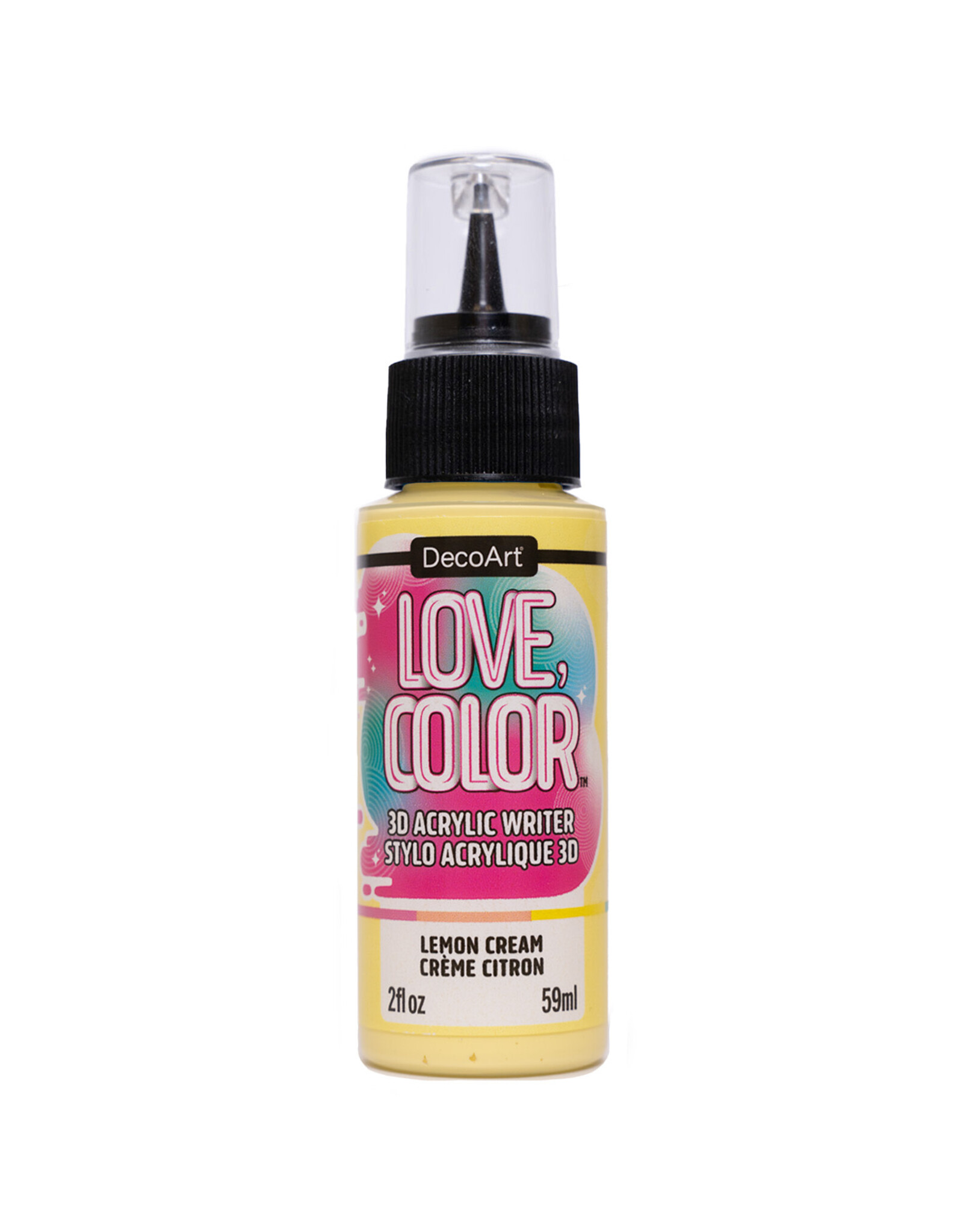 DecoArt DecoArt Love, Color 3D Acrylic Writer, Lemon Cream, 2oz