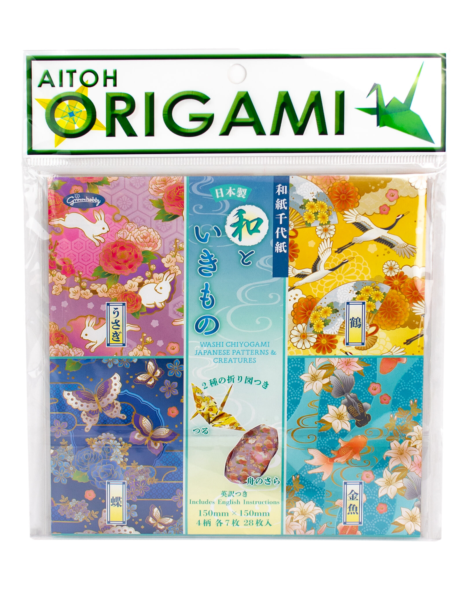 AITOH Aitoh Origami Paper, Chiyo Animals, 4 Patterns