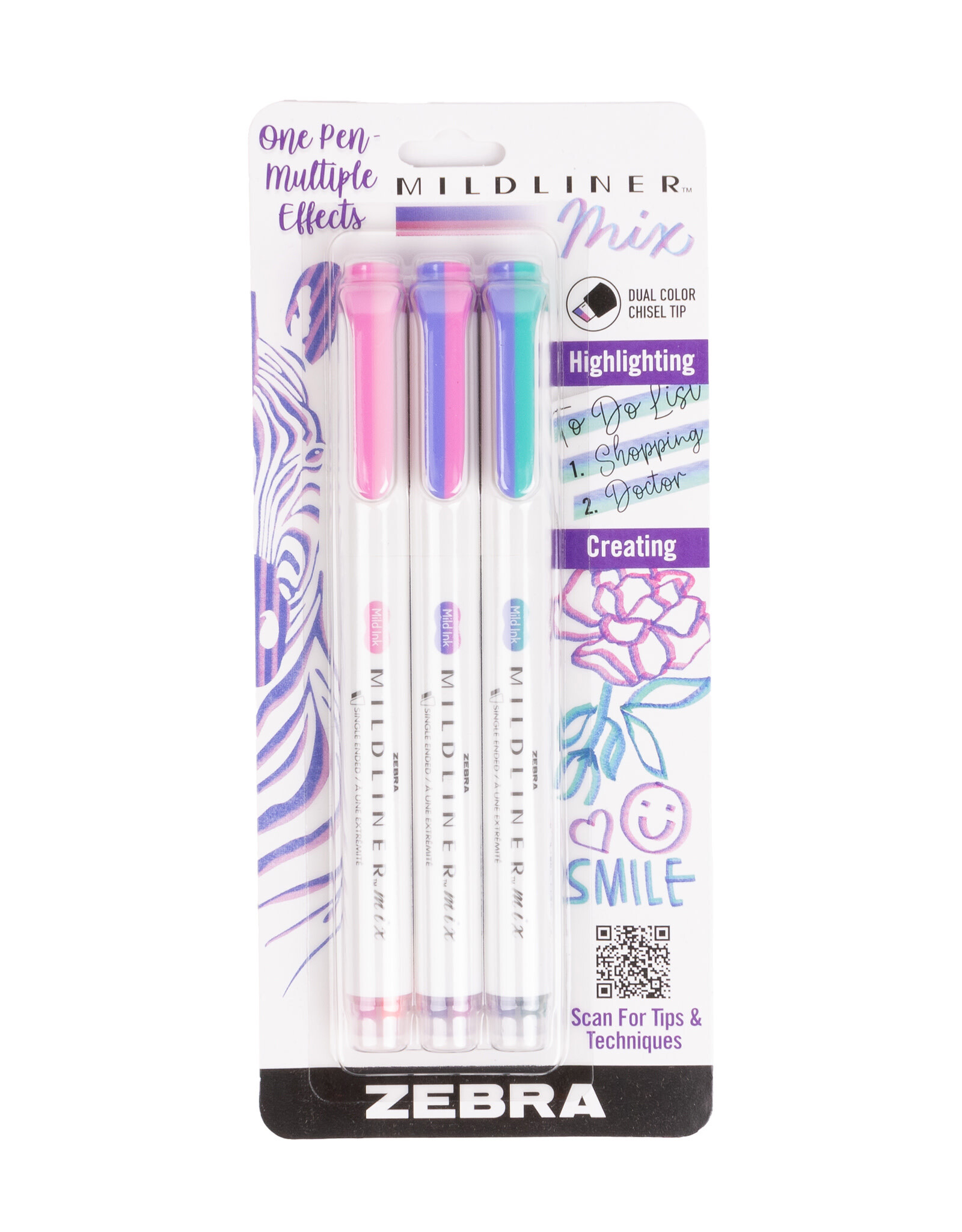 Zebra Mildliner Mix Highlighter, Cool Set of 3