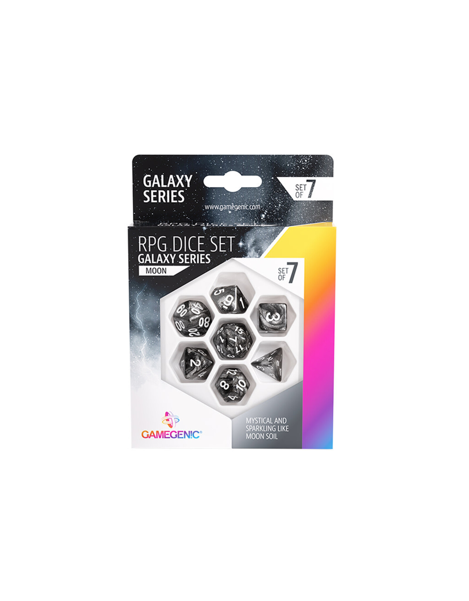 Gamegenic Gamegenic Galaxy Series  Moon  RPG Dice Set (7pcs)