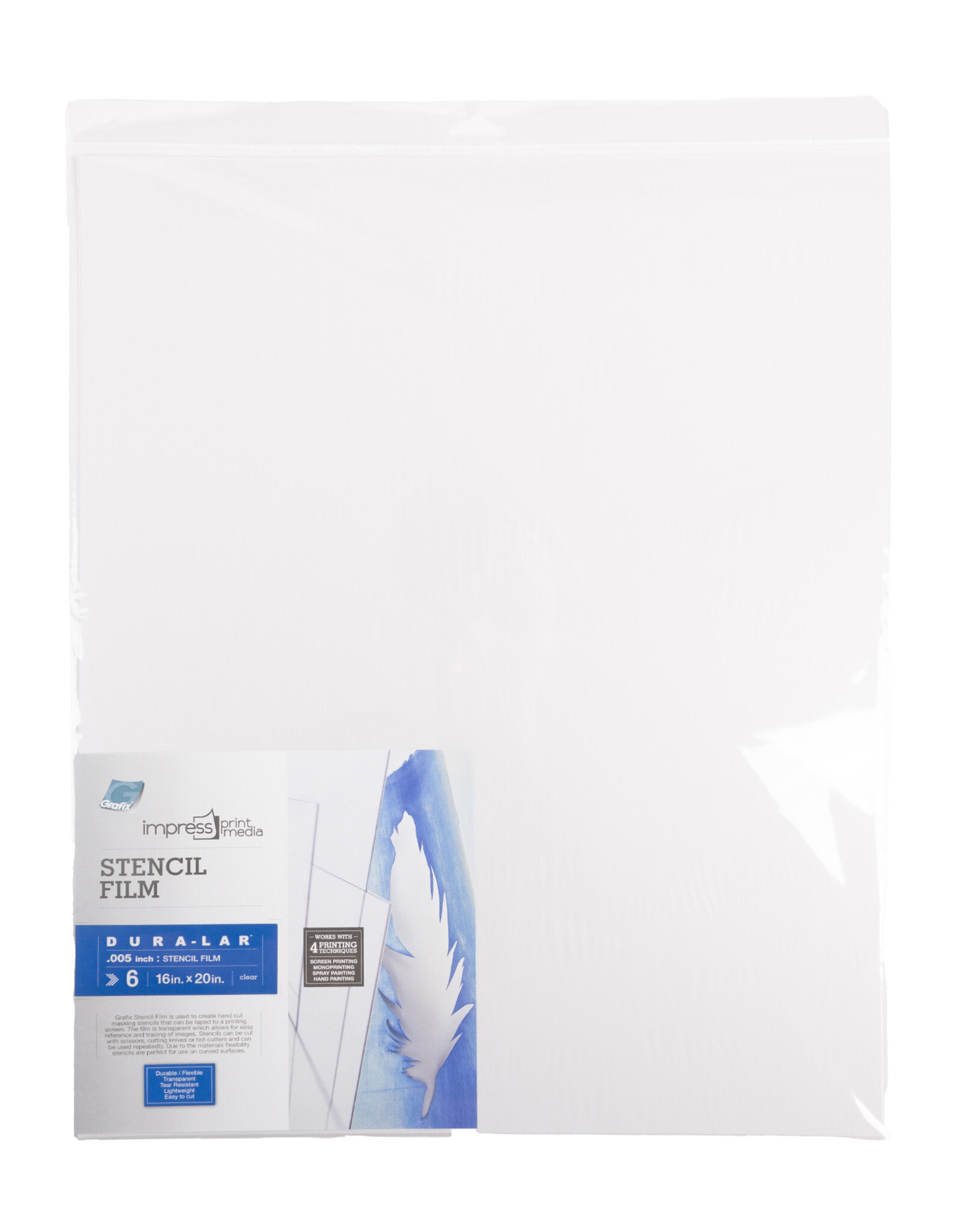 Grafix Impress Clear Dura-lar Stencil Film, .005, 16 x 20", Pack of 6