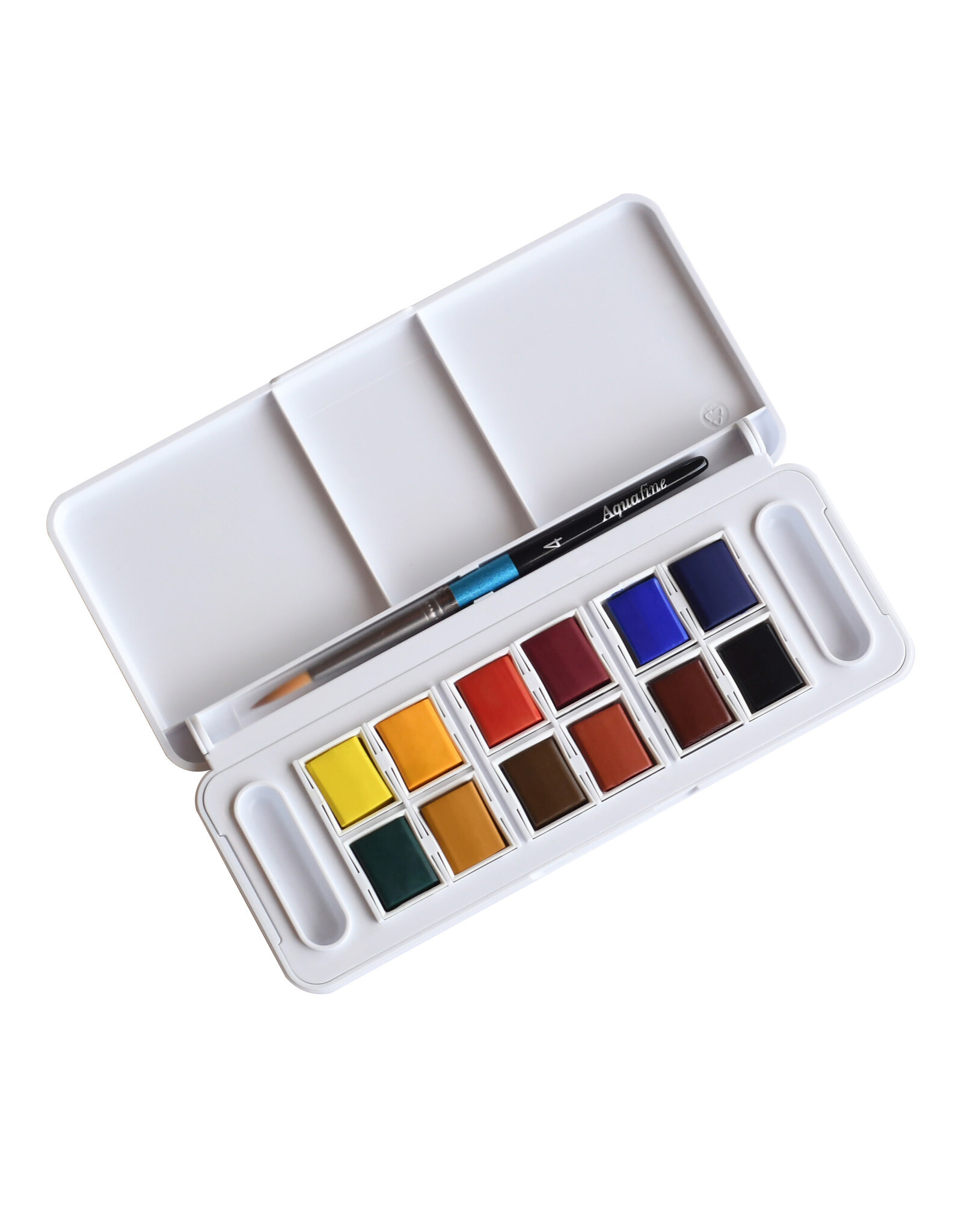 Daler-Rowney Aquafine Half Pan Watercolor Sets, 12-Color Half Pan Travel Set with Brush