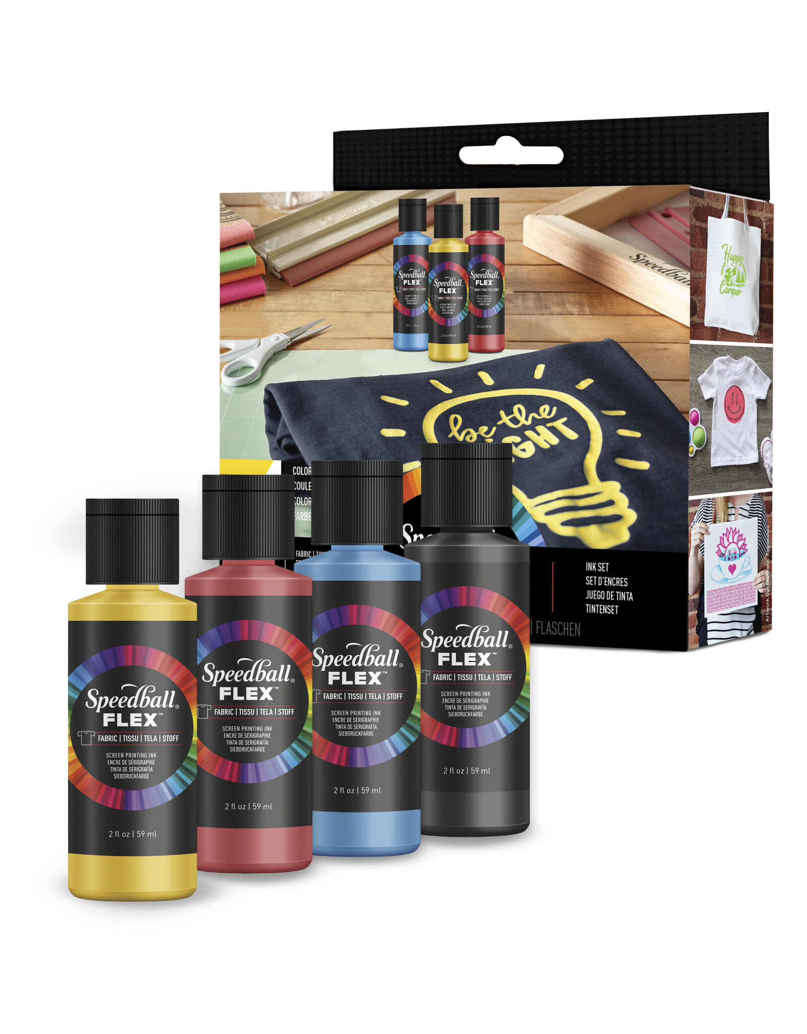 SPEEDBALL ART PRODUCTS FLEX Fabric Screen Printing Ink Set of 4