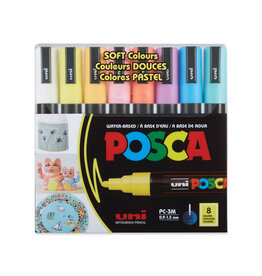 POSCA Uni POSCA Paint Marker, Fine, Soft Color Set of 8