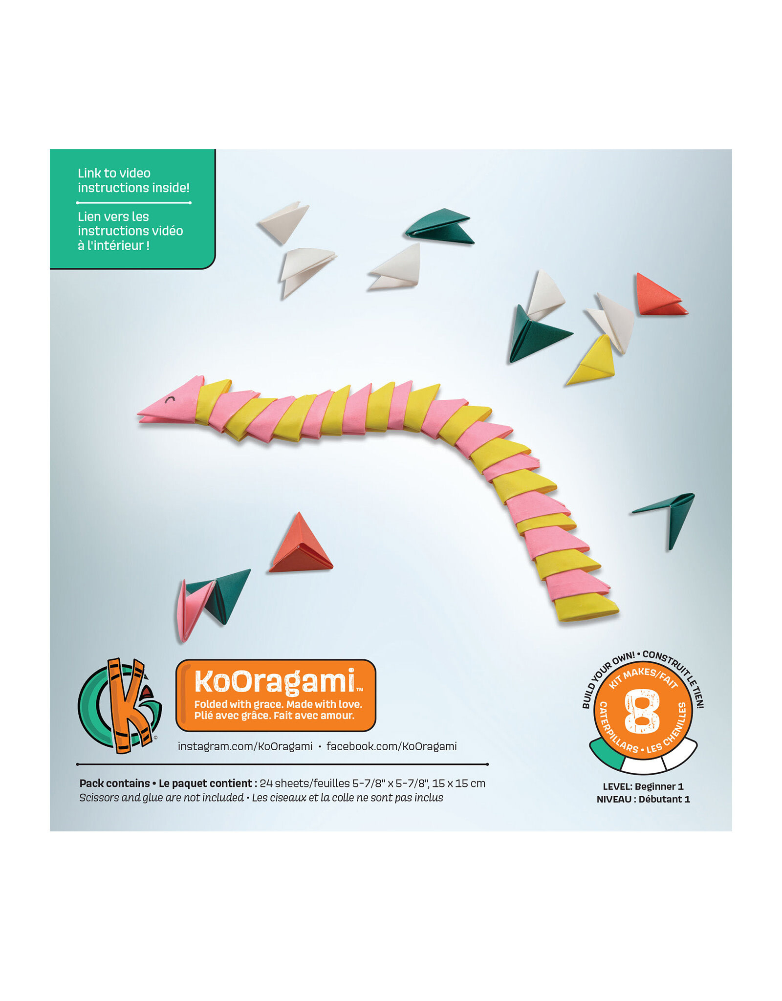 AITOH Aitoh Origami Paper, KoOrigami Caterpillar, 24 Sheets