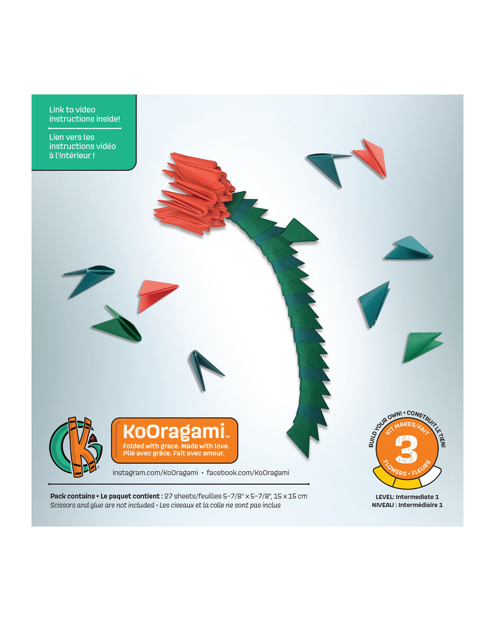 AITOH Aitoh Origami Paper, KoOrigami Flower, 27 Sheets