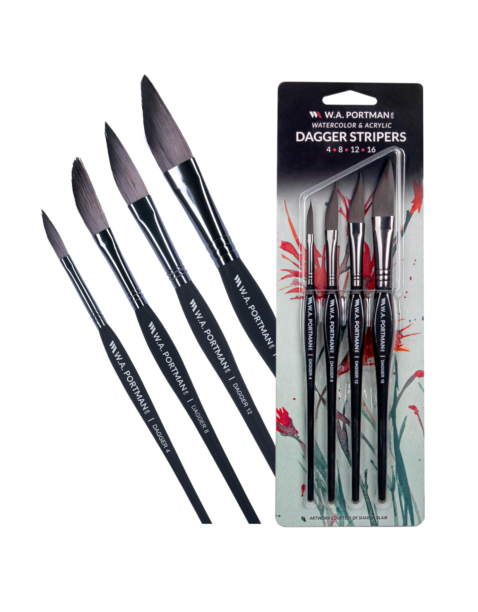 W.A. Portman WA Portman 4pc Dagger Brushes #4, #8, #12, #16