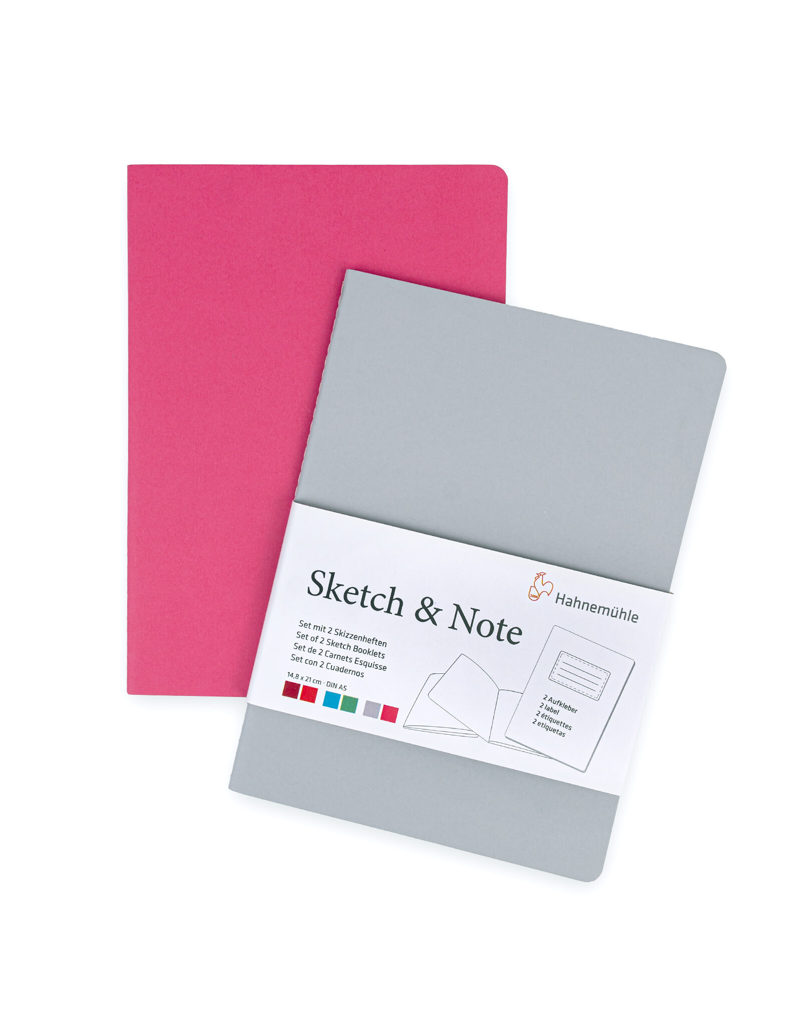 Hahnemuhle Hahnemuhle Sketch & Note Book, Grey/Pink Bundle, 5.83 x 8.27 in