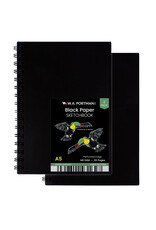 W.A. Portman WA Portman Black Paper Sketchbook 2-Pack A5 (6" x 8.25") – 60 Pages (30 Sheets) 140 GSM Acid-Free Black Sketchbook for Drawing