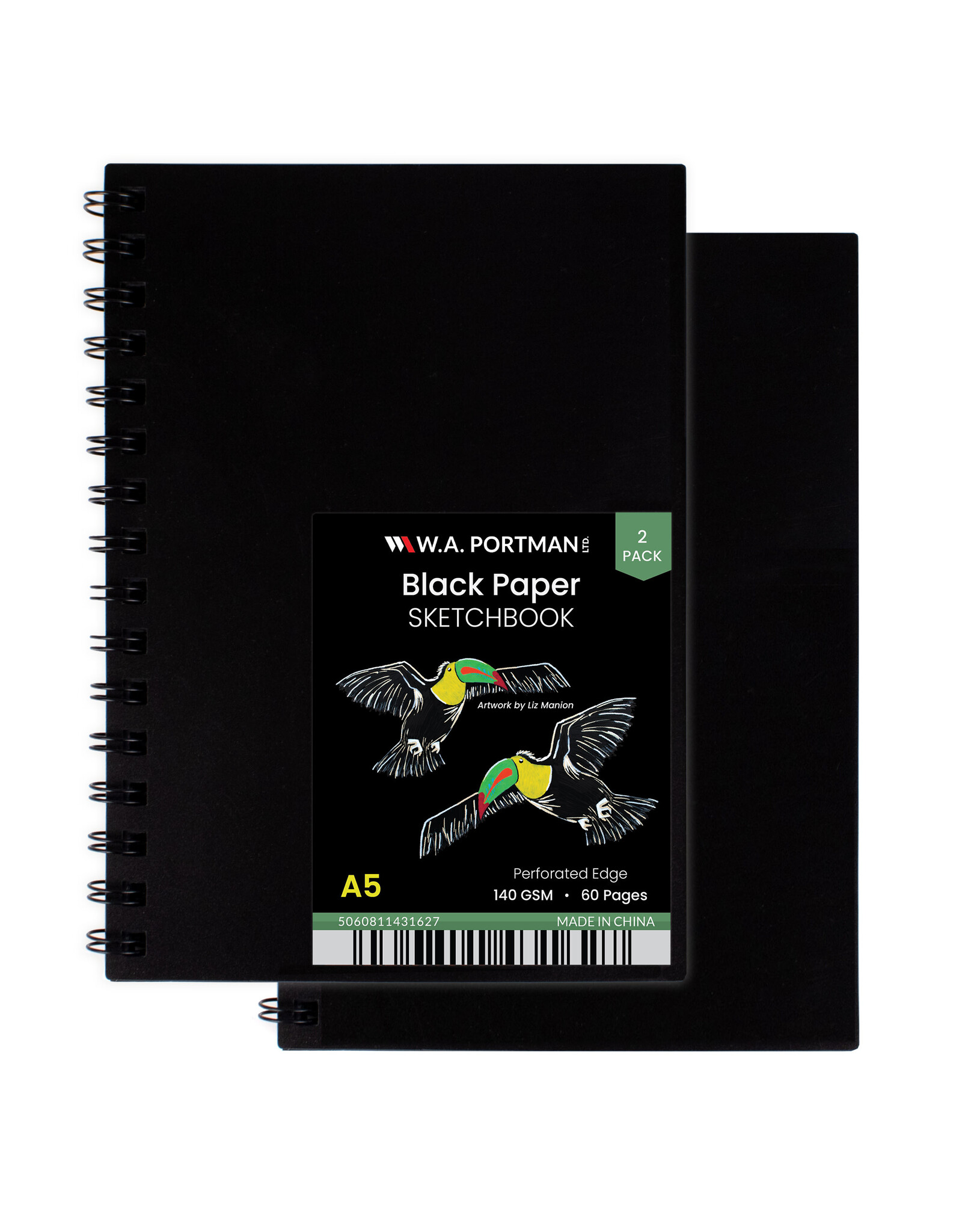 W.A. Portman WA Portman 2-Pack A5 (6" x 8.25") Black Paper Sketchbook