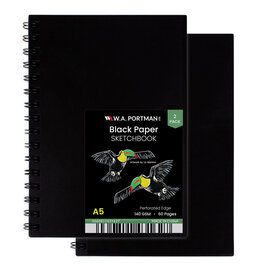 W.A. Portman WA Portman 2-Pack A5 (6" x 8.25") Black Paper Sketchbook