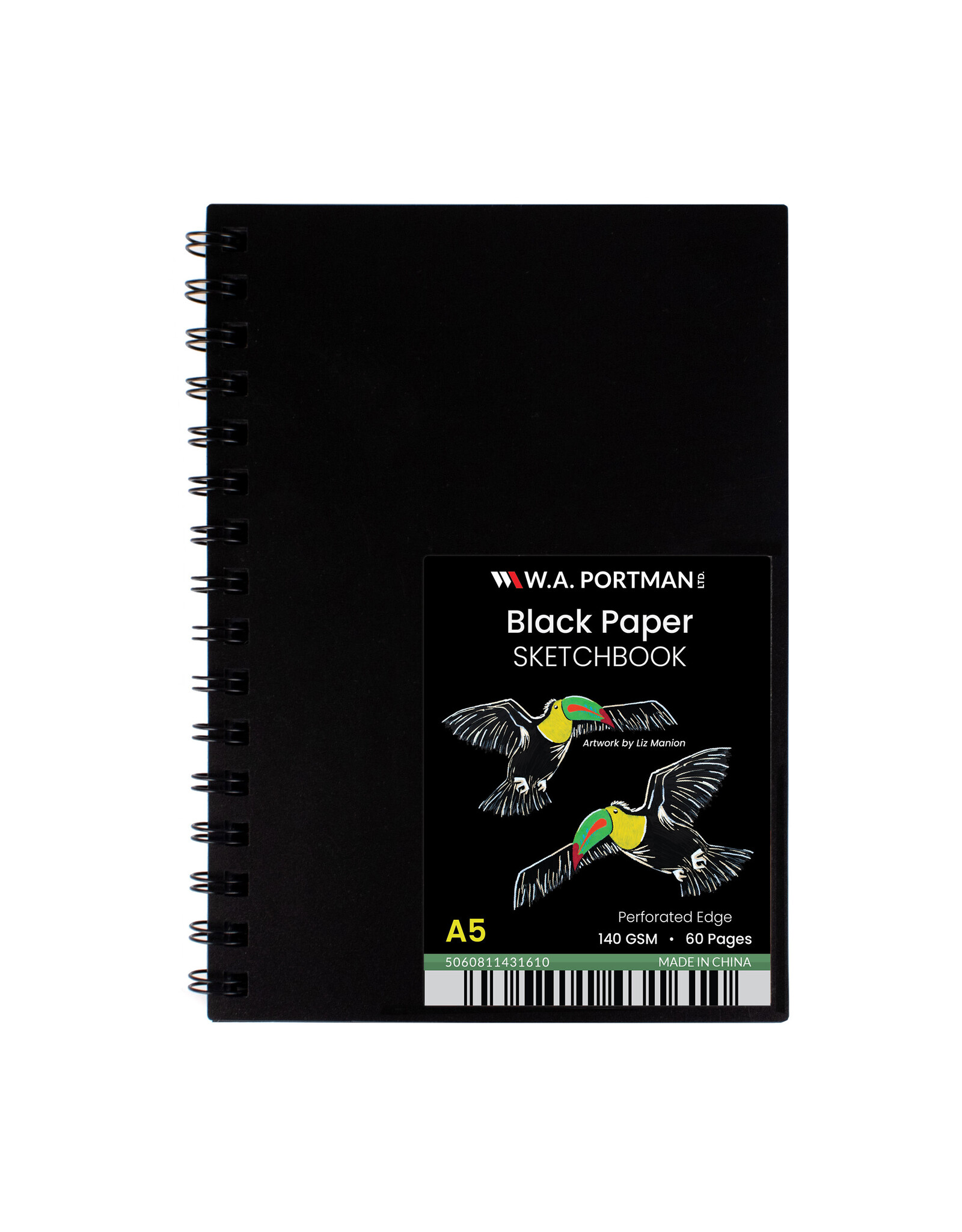 W.A. Portman WA Portman A5 (6" x 8.25") Black Paper Sketchbook