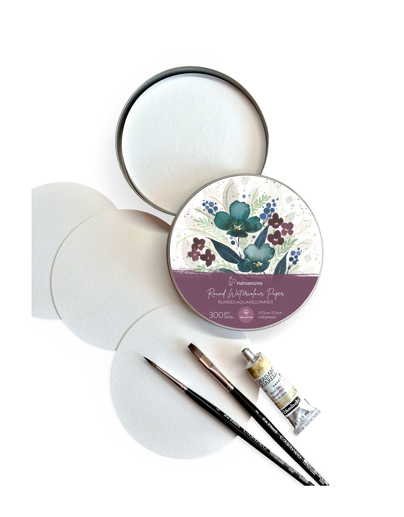 Hahnemuhle Round Watercolour Paper, Expression 300gsm, 100% cotton, CP, 13cm diameter, 30 sheets