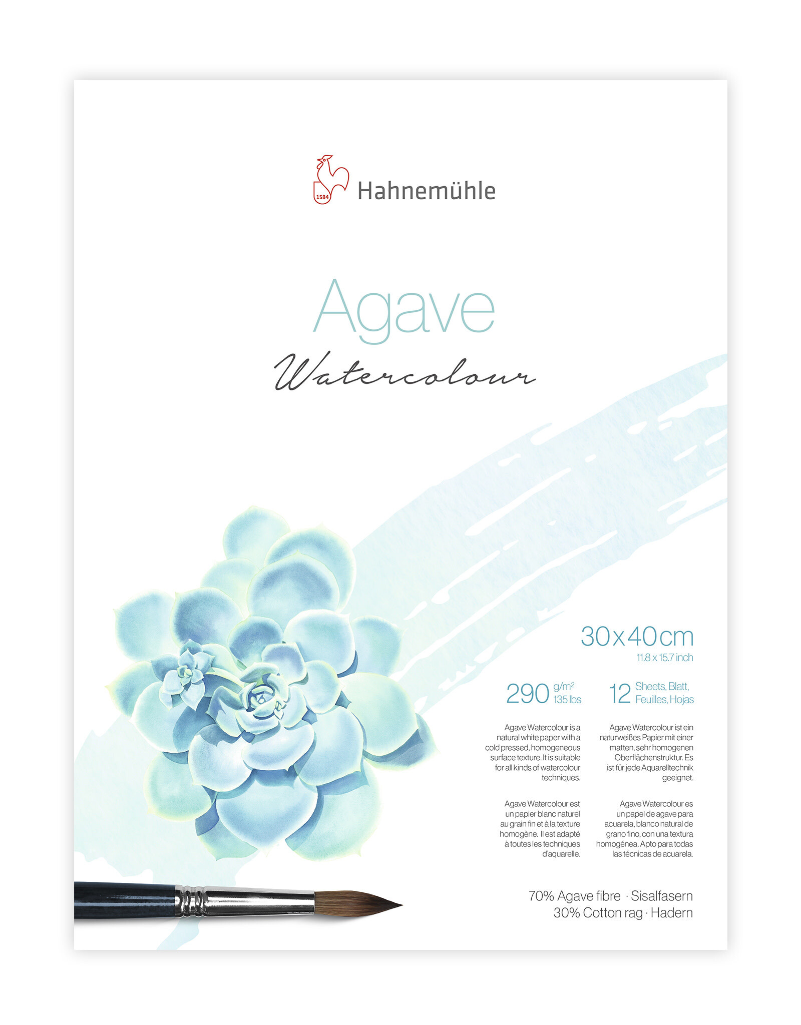 Hahnemuhle Hahnemuhle Agave Watercolour Paper Cold press, 12 Sheets 11.81” X 15.75"