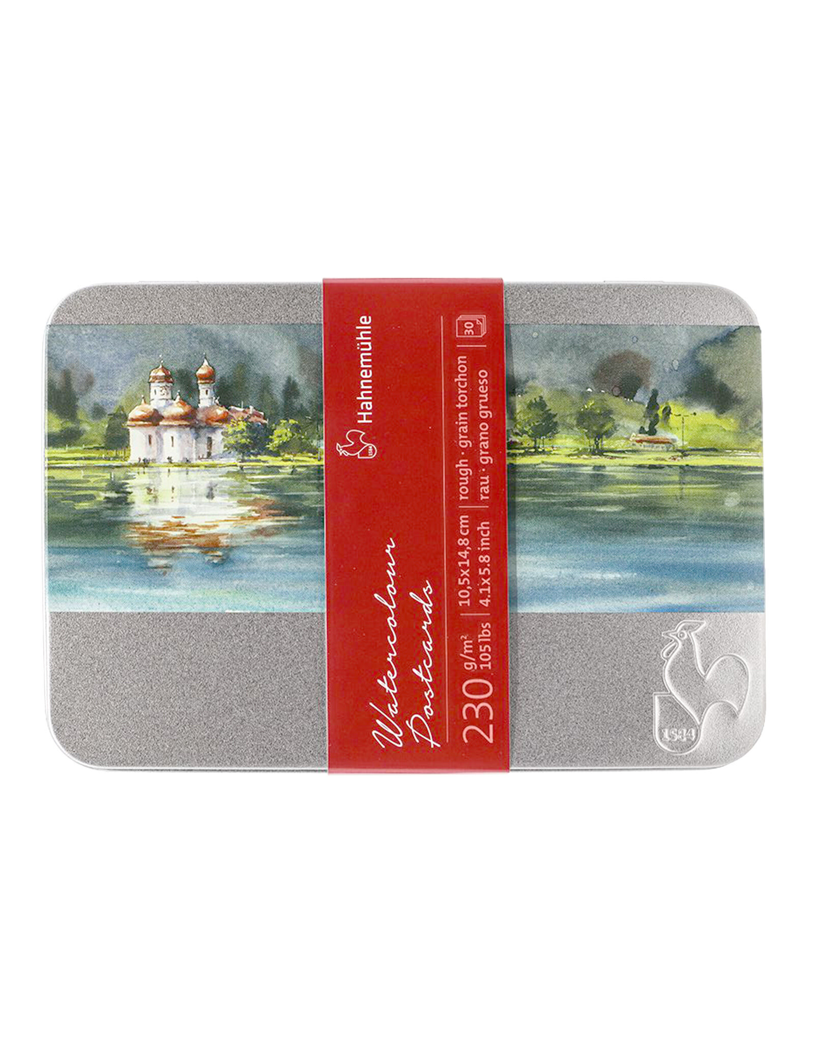 Hahnemuhle Hahnemuhle Watercolor Postcards in Metal Box, Rough 30 Sheets 4” x 6”