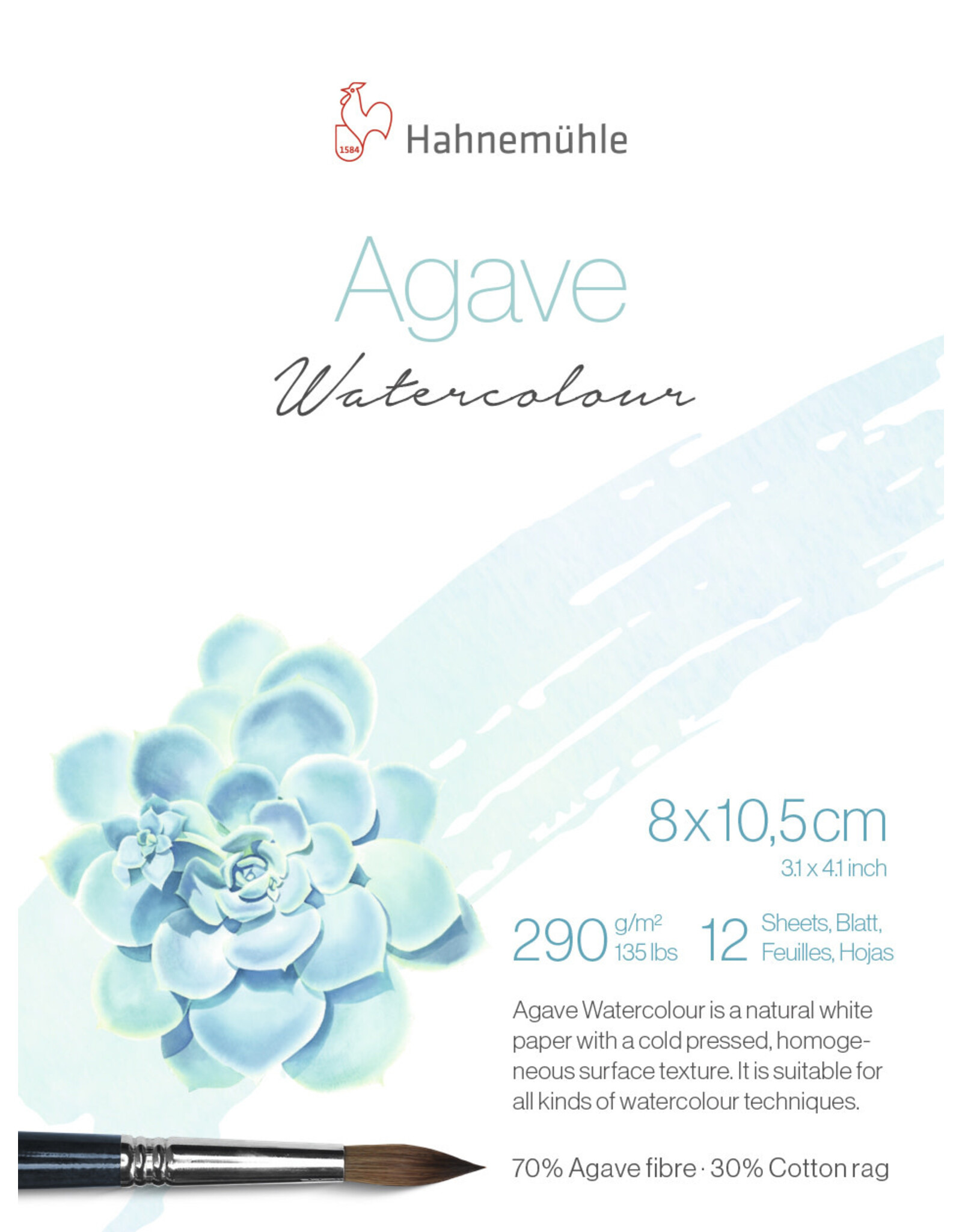 Hahnemuhle Hahnemuhle Agave Watercolor Block Cold Press, 12 Sheets 3.15” X 4.13”