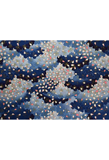AITOH Aitoh Yusen Chiyogami: Blue with Pink and White Petals 18.5" x 25"