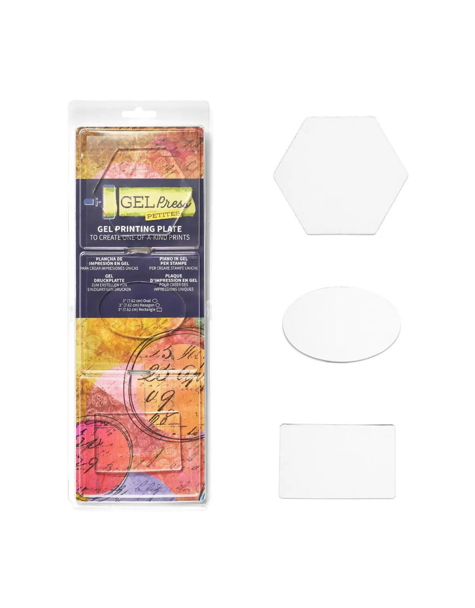Gel Press Gel Press Petite Gel Printing Plates - Set B: Hexagon Oval Rectangle