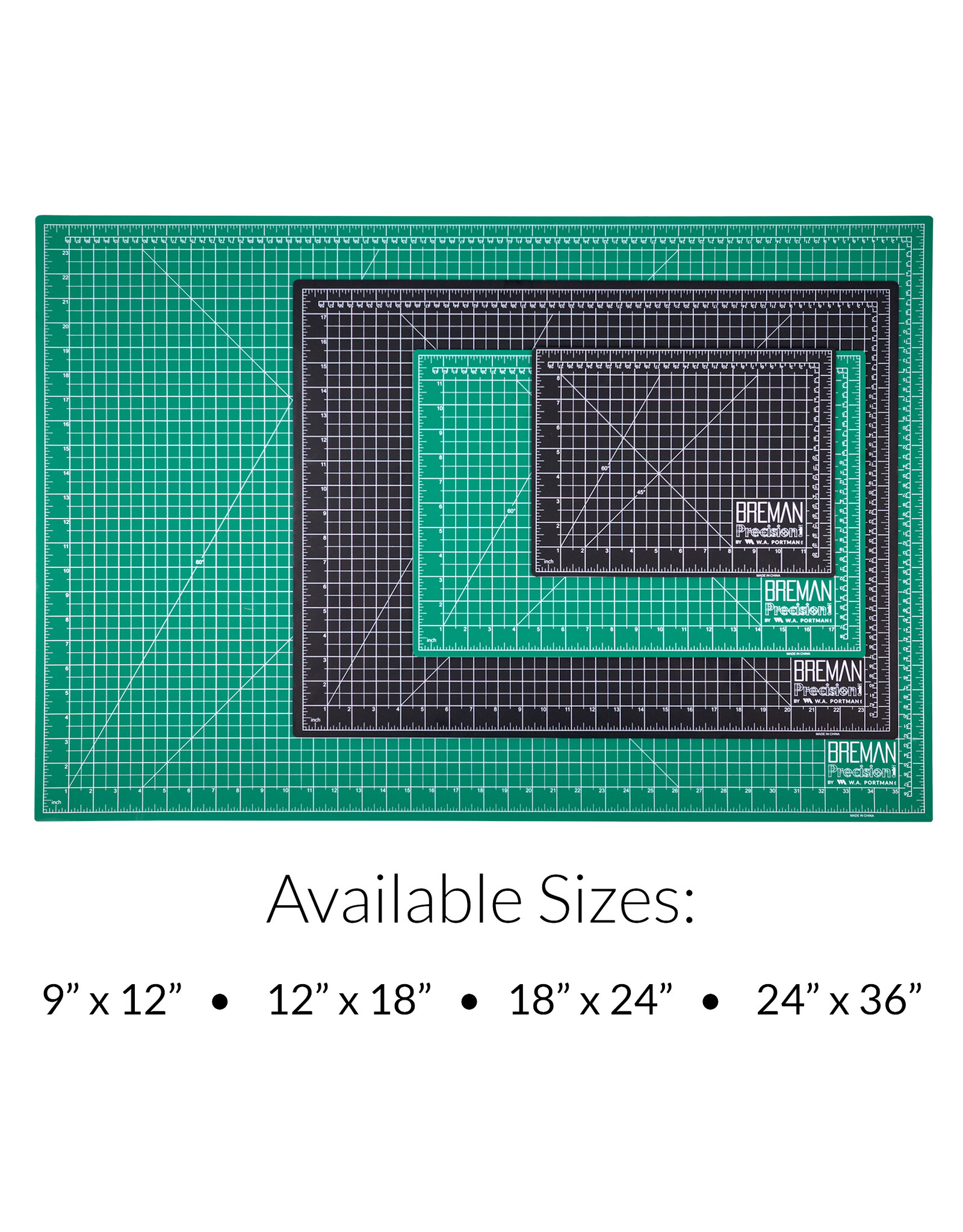 W.A. Portman WA Portman 1pc 12x18" Self Healing Cutting Mat - 2-Sided 5-Ply PVC Green/Black Cutting Mats for Crafts