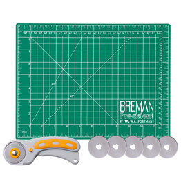 W.A. Portman WA Portman 9x12" Self Healing Cutting Mat & 45mm Fabric Cutter Wheel with 5 Extra Rotary Blades for Sewing & Quilting