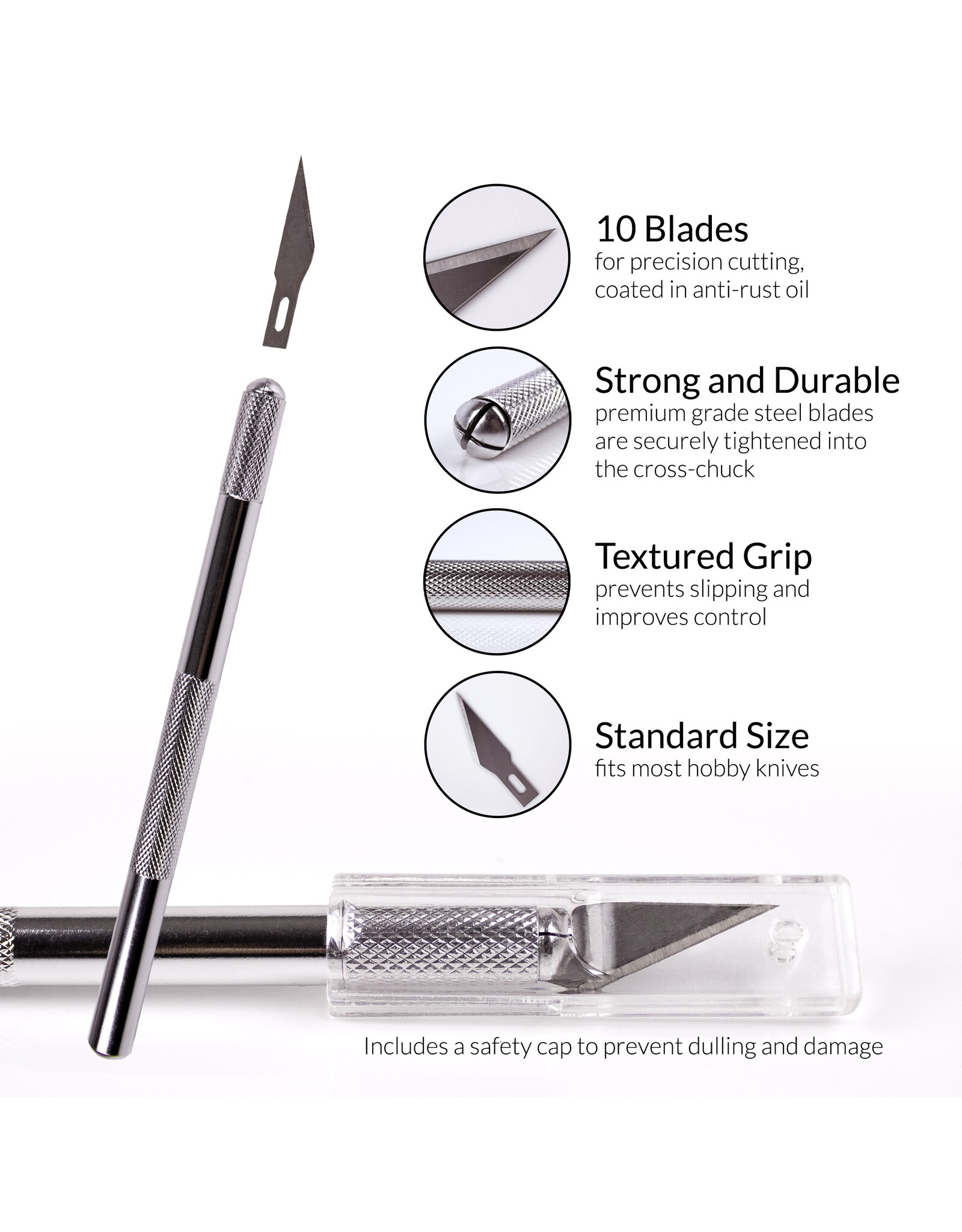W.A. Portman WA Portman 18x24" Self Healing Cutting Mat with Precision Craft Knife, Hobby Knife Blades & 24" Cork Backed Metal Ruler