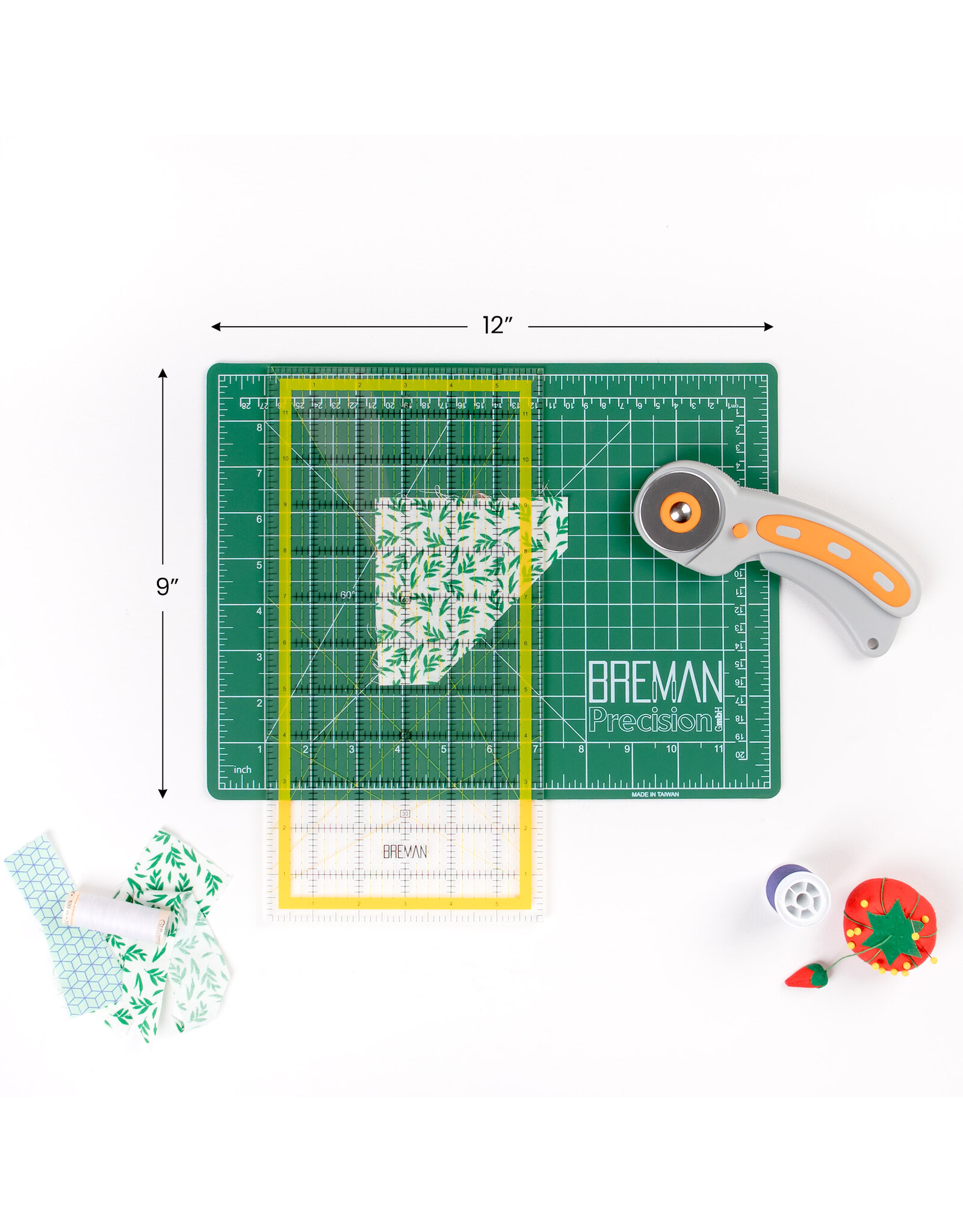 W.A. Portman WA Portman 9x12" Self Healing Cutting Mat & 45mm Rotary Cutter Set with 5 Extra Blades – 6x12 Acrylic Quilting Rulers