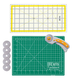 W.A. Portman WA Portman 9x12" Self Healing Cutting Mat & 45mm Rotary Cutter Set with 5 Extra Blades – 6x12 Acrylic Quilting Rulers