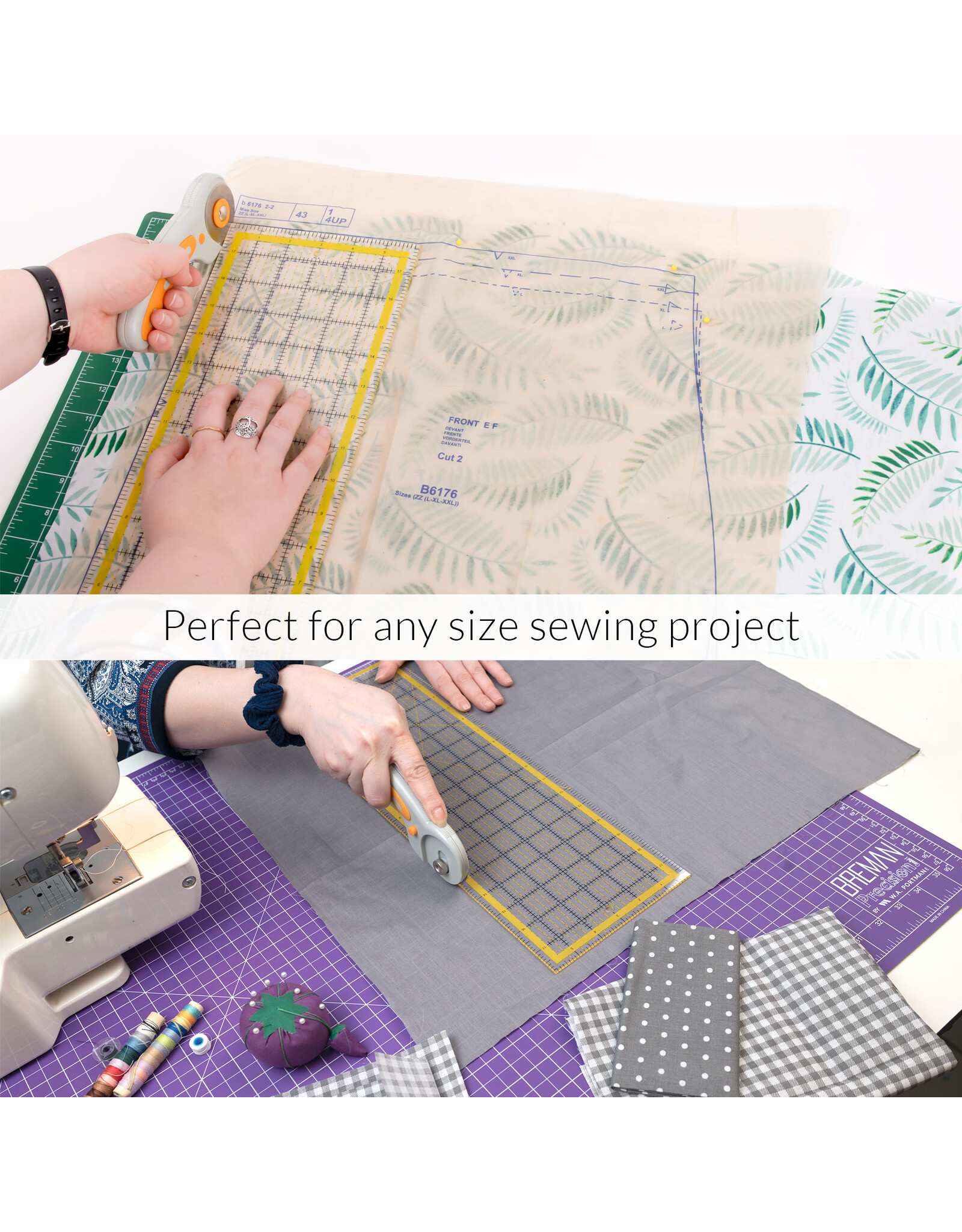 W.A. Portman Breman Precision 6x24" Quilting Rulers – Clear Acrylic Rulers for Quilting and Sewing for Left & Right-Handed Users