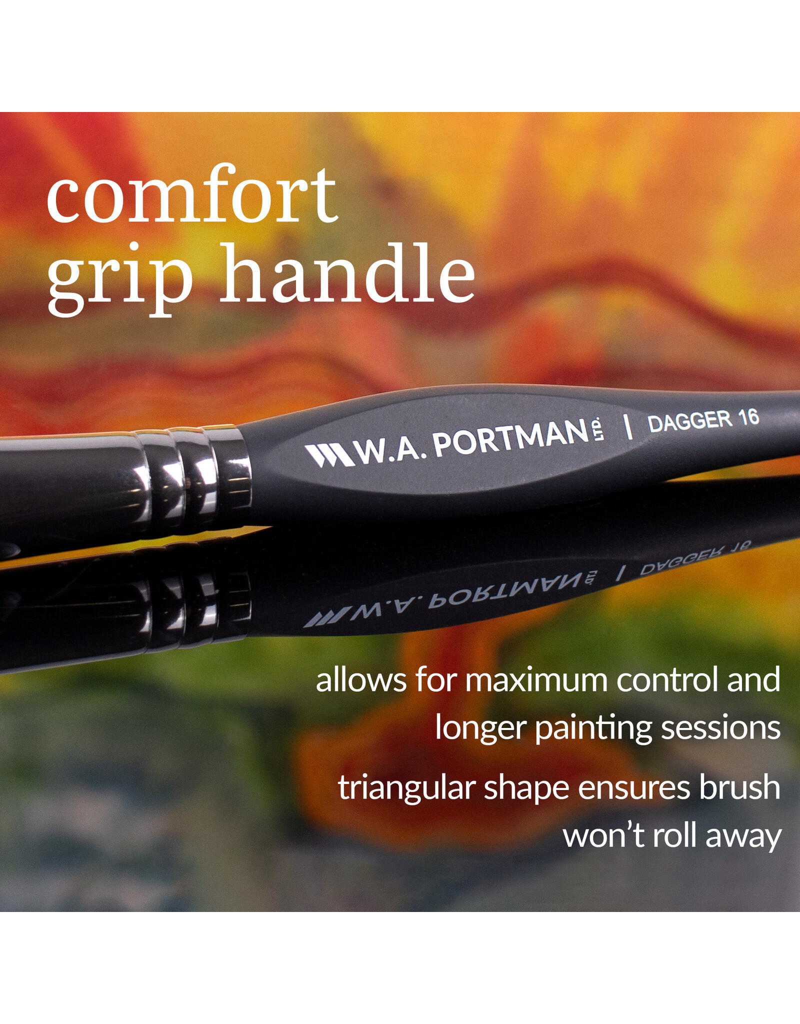 W.A. Portman WA Portman 4pc Dagger Watercolor Paint Brushes Professional Set #4, #8, #12, #16 - 100% Vegan, Cruelty-Free