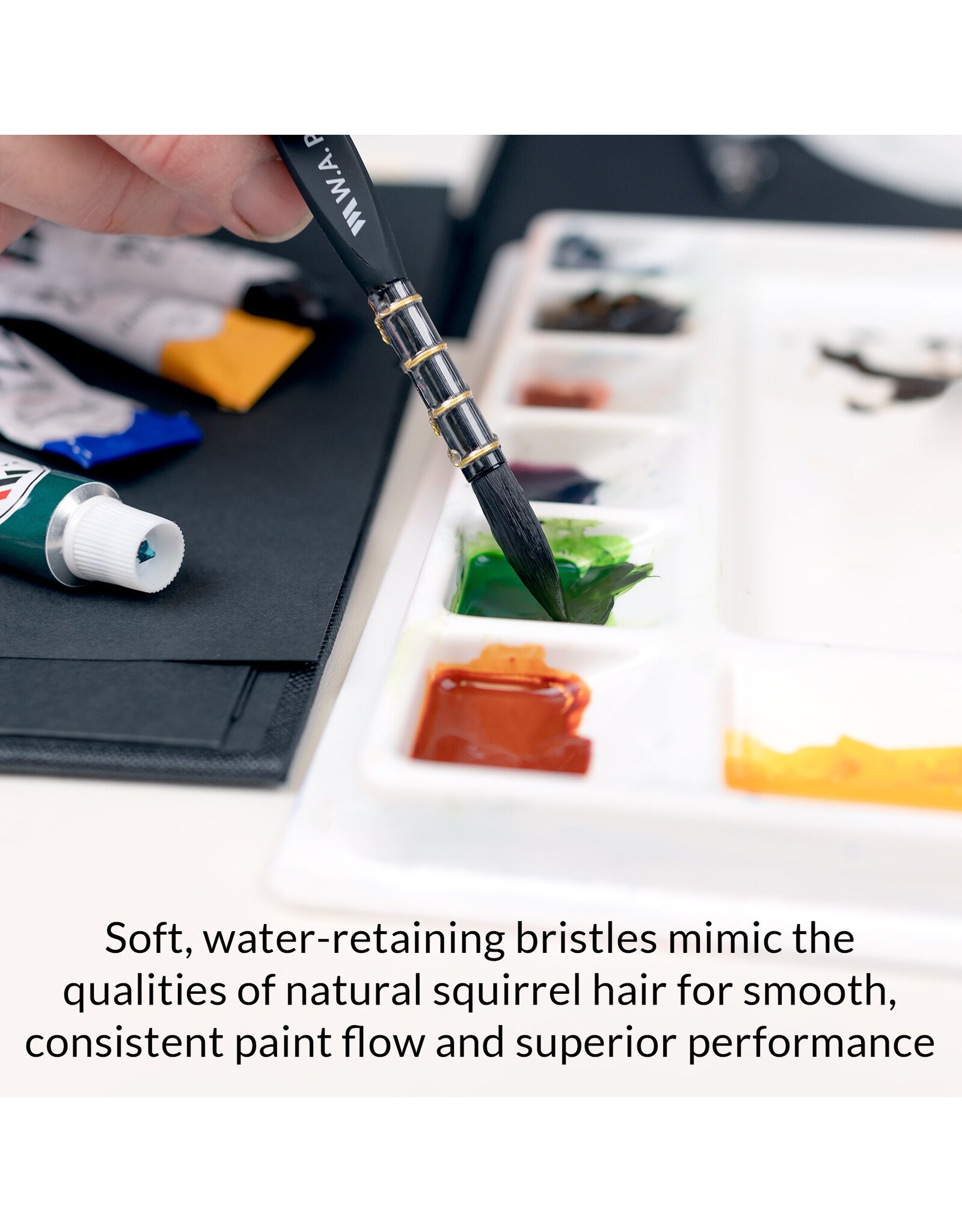 W.A. Portman WA Portman Quill Round Watercolor Brushes Professional 4pc Set #0, #1, #3, #5  – 100% Vegan, Cruelty-Free with Triangular Comfort Grip