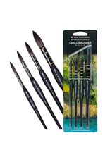 W.A. Portman WA Portman Quill Round Watercolor Brushes Professional 4pc Set #0, #1, #3, #5  – 100% Vegan, Cruelty-Free with Triangular Comfort Grip