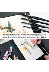 W.A. Portman WA Portman Quill Round Watercolor Brushes Professional 4pc Set #0, #1, #3, #5  – 100% Vegan, Cruelty-Free with Triangular Comfort Grip