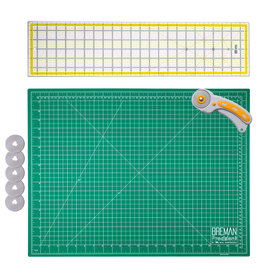 W.A. Portman WA Portman 18x24" Self Healing Cutting Mat & 45mm Rotary Cutter Set with 5 Extra Blades – 6x24 Acrylic Quilting Rulers