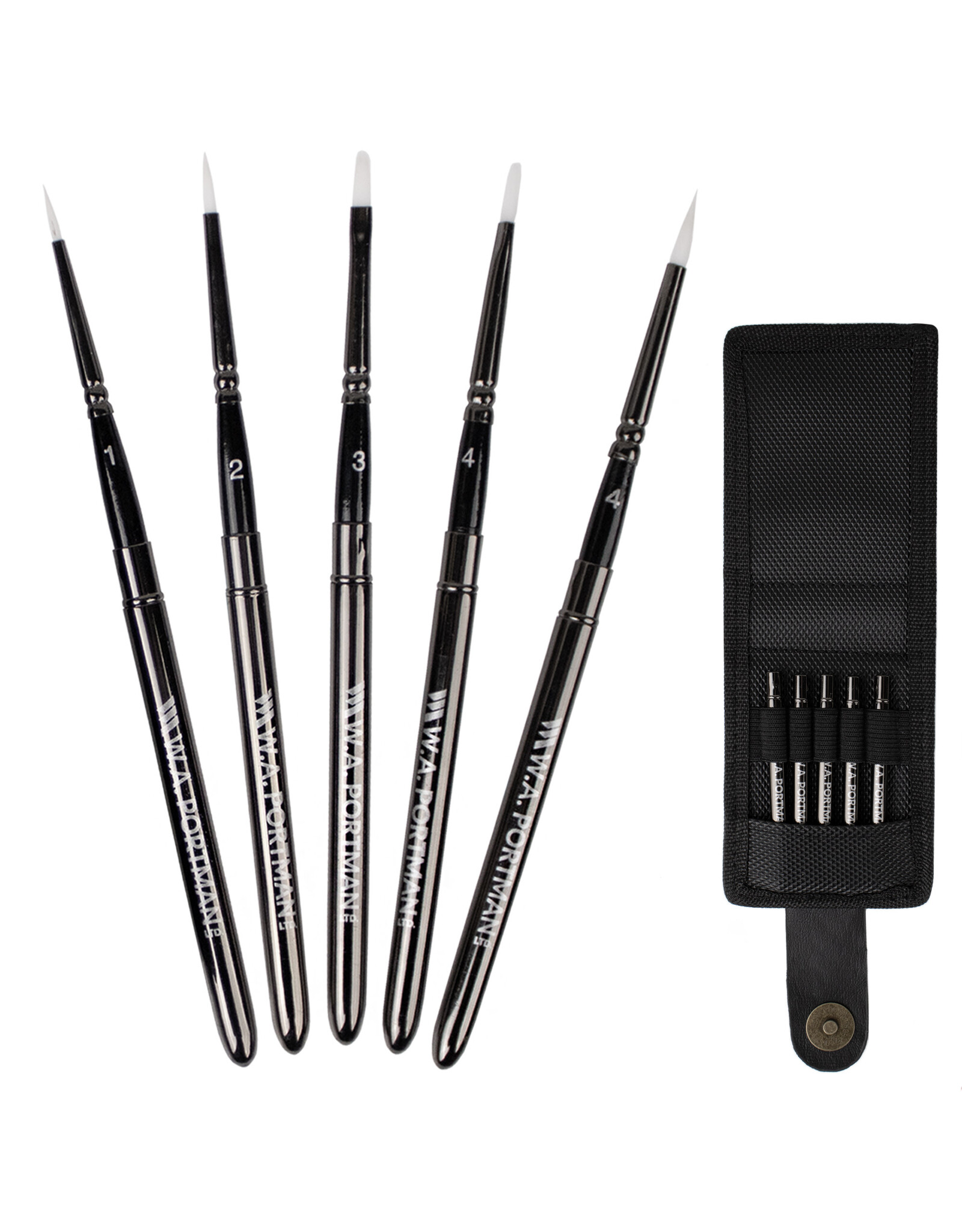 W.A. Portman WA Portman 5-pc Small Travel Watercolor Brushes with Case – Collapsible Synthetic Pocket Watercolor Paint Brushes